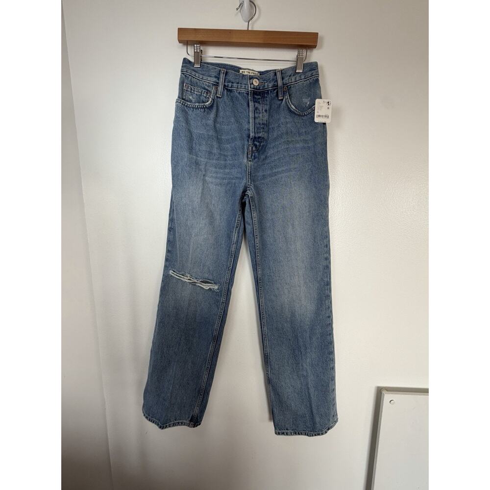 We The Free Women’s Blue Distressed High Rise Straight Leg Denim Jeans - Picture 7 of 16